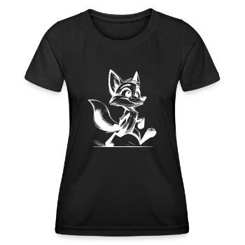 Kleiner Frechdachs Fuchs Zeichnung - Frauen Funktions-T-Shirt - Schwarz - Vorne - AI Model Female 172 light (172cm)
