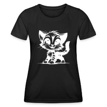 Cuddly Cat House Tiger Baby Drawing - Women's Functional T-Shirt - black - Front - AI Model Female 172 light (172cm)