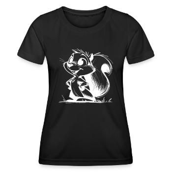 Putziges Eichhörnchen Bleistift Zeichnung - Frauen Funktions-T-Shirt - Schwarz - Vorne - AI Model Female 172 light (172cm)