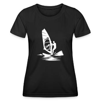 Surftechnik mit Windkraft Wind und Meeresbrise - Frauen Funktions-T-Shirt - Schwarz - Vorne - AI Model Female 172 light (172cm)