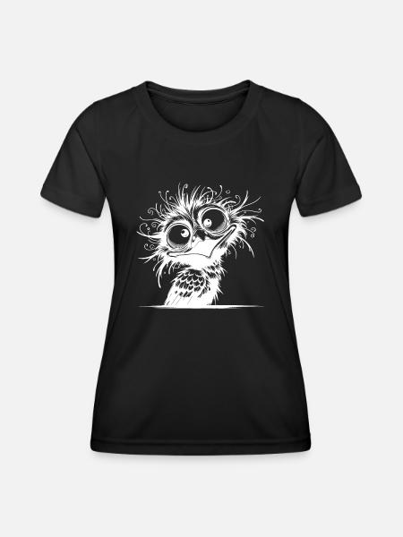 Lustiger schräger verrückter Vogel - Frauen Funktions-T-Shirt - Schwarz