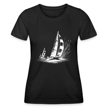 Voiliers de régate dans le vent et les vagues - T-shirt sport Femme - noir - Devant - AI Model Female 172 light (172cm)