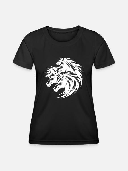 Élégantes têtes de cheval à crinière sauvage - T-shirt sport Femme - noir
