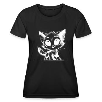 Chat mignon bébé dessin au crayon - T-shirt sport Femme - noir - Devant - AI Model Female 172 light (172cm)