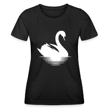 Stolzer Schwan Wasservogel Portrait - Frauen Funktions-T-Shirt - Schwarz - Vorne - AI Model Female 172 light (172cm)