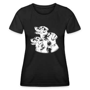 Kleines Hunde Rudel als Porträt - Frauen Funktions-T-Shirt - Schwarz - Vorne - AI Model Female 172 light (172cm)