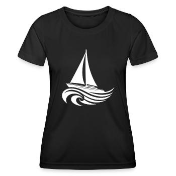 Segelyacht bei schwerem Wellengang auf offener See - Frauen Funktions-T-Shirt - Schwarz - Vorne - AI Model Female 172 light (172cm)