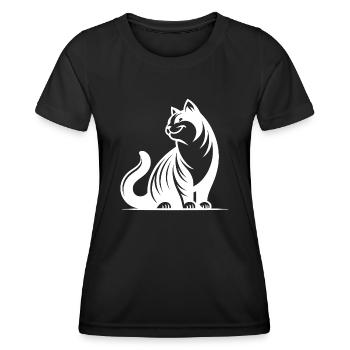 Purring cat with cute look - Women's Functional T-Shirt - black - Front - AI Model Female 172 light (172cm)