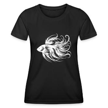 Eleganter Kampffisch wunderschöner Labyrinthfisch - Frauen Funktions-T-Shirt - Schwarz - Vorne - AI Model Female 172 light (172cm)