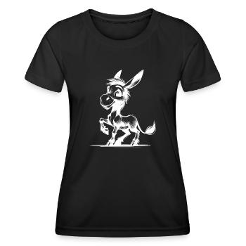 Petit âne aux longues oreilles dessin au crayon - T-shirt sport Femme - noir - Devant - AI Model Female 172 light (172cm)