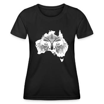 Continent australien avec visage et yeux - T-shirt sport Femme - noir - Devant - AI Model Female 172 light (172cm)