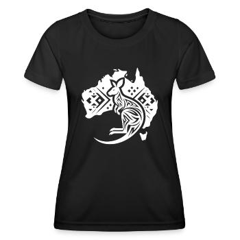 Kangourou sur le continent australien Tattoo Sytyle - T-shirt sport Femme - noir - Devant - AI Model Female 172 light (172cm)