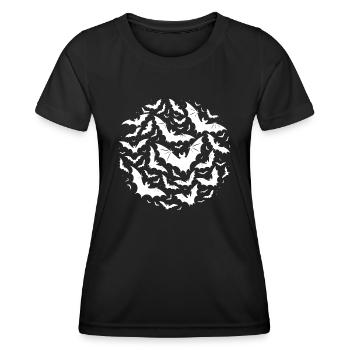 Viele fliegen Fledermäuse im Schwarm Verbund - Frauen Funktions-T-Shirt - Schwarz - Vorne - AI Model Female 172 light (172cm)