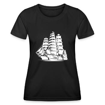 Gewaltige Segelschiffe auf dem Weg in den Hafen - Frauen Funktions-T-Shirt - Schwarz - Vorne - AI Model Female 172 light (172cm)