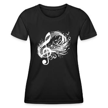 Les notes de musique tourbillonnent avec la clé - T-shirt sport Femme - noir - Devant - AI Model Female 172 light (172cm)
