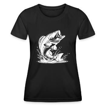 Le sandre saute élégamment hors de l’eau - T-shirt sport Femme - noir - Devant - AI Model Female 172 light (172cm)