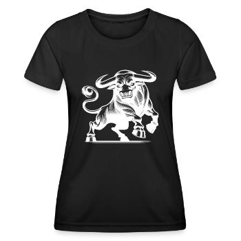 Taureau fort maléfique avec d’énormes cornes - T-shirt sport Femme - noir - Devant - AI Model Female 172 light (172cm)
