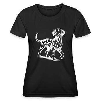 Knuffiges Hunde Vierbeiner Dalmatiner Porträt - Frauen Funktions-T-Shirt - Schwarz - Vorne - AI Model Female 172 light (172cm)