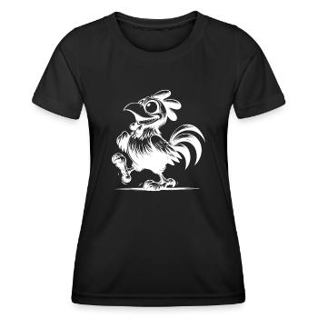 Drôle de volaille dessin coq souriant - T-shirt sport Femme - noir - Devant - AI Model Female 172 light (172cm)