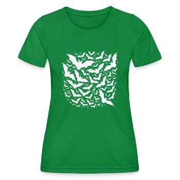 Wild flying bats as a night swarm - Women's Functional T-Shirt - kelly green - Front - AI Model Female 172 dark (172cm)