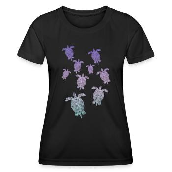 bunte Schildkröten Retro Style Vintage turtle - Frauen Funktions-T-Shirt - Schwarz - Vorne - AI Model Female 172 light (172cm)