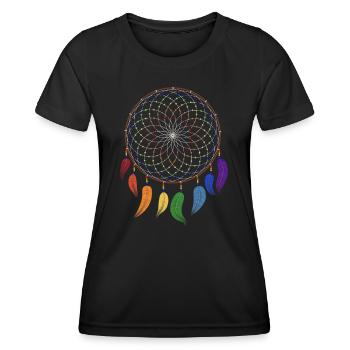 Traumfänger Regenbogen Chakra - Frauen Funktions-T-Shirt - Schwarz - Vorne - AI Model Female 172 light (172cm)