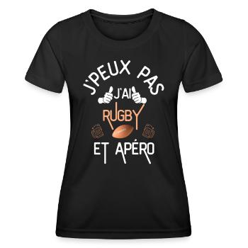 J Peux Pas J Ai Ruby et apero - T-shirt sport Femme - noir - Devant - AI Model Female 172 light (172cm)