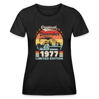 December 1977 Birthday present December 1977 - Women's Functional T-Shirt - black - Front - AI Model Female 172 light (172cm)
