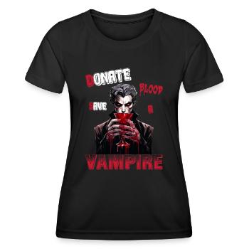Donner du sang Sauvez une version comique vampire - T-shirt sport Femme - noir - Devant - AI Model Female 172 light (172cm)