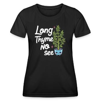 Jardin d’herbes aromatiques au thym drôle - T-shirt sport Femme - noir - Devant - AI Model Female 172 light (172cm)