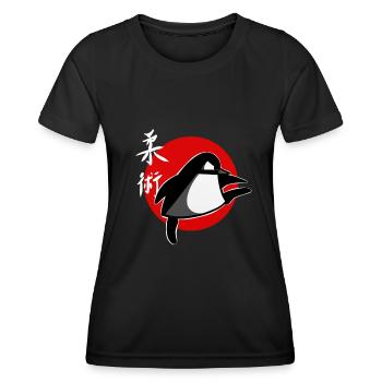 lustiger Ju Jutsu Pinguin Sticker Shirt Jiu Jitsu - Frauen Funktions-T-Shirt - Schwarz - Vorne - AI Model Female 172 light (172cm)