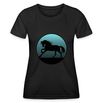 Pferde und Reiten. Reitmode für Pferdefreunde - Frauen Funktions-T-Shirt - Schwarz - Vorne - AI Model Female 172 light (172cm)