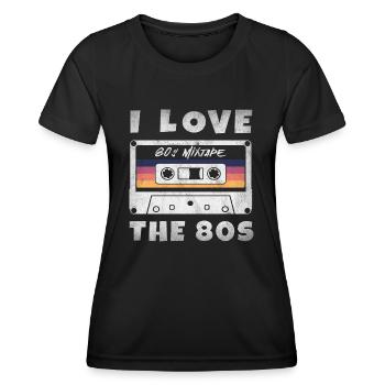 I Love The 80s 80s Music Cassette Mixtape - Women's Functional T-Shirt - black - Front - AI Model Female 172 light (172cm)