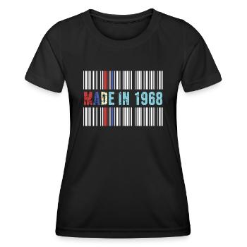 1968 anniversaire 54 ans 54e anniversaire rétro code-barres - T-shirt sport Femme - noir - Devant - AI Model Female 172 light (172cm)