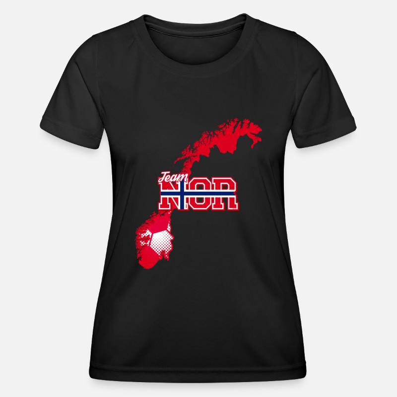 Team NOR Map Norway with Ball Pattern - Women's Functional T-Shirt - black