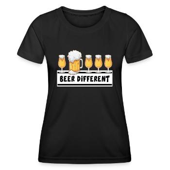 bière tente à bière toast « bière différente » - T-shirt sport Femme - noir - Devant - AI Model Female 172 light (172cm)