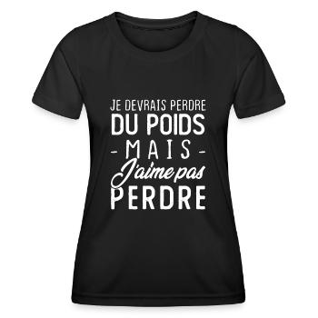 Je devrais perdre du poids mais j'aime pas perdre - T-shirt sport Femme - noir - Devant - AI Model Female 172 light (172cm)