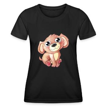 Cute cartoon dog - Women's Functional T-Shirt - black - Front - AI Model Female 172 light (172cm)