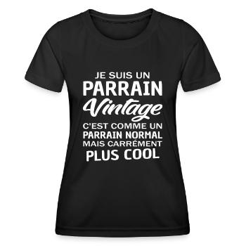 humour parrain / je suis un parrain vintage - T-shirt sport Femme - noir - Devant - AI Model Female 172 light (172cm)