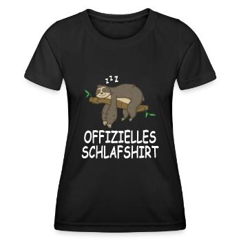 Faultier Schlafshirt Schlafanzug Nachthemd Pyjama - Frauen Funktions-T-Shirt - Schwarz - Vorne - AI Model Female 172 light (172cm)