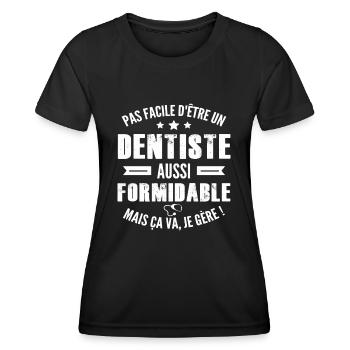 dentiste formidable - T-shirt sport Femme - noir - Devant - AI Model Female 172 light (172cm)