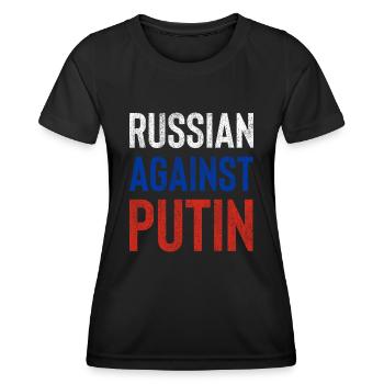 Russe contre Poutine drapeau russe grunge - T-shirt sport Femme - noir - Devant - AI Model Female 172 light (172cm)