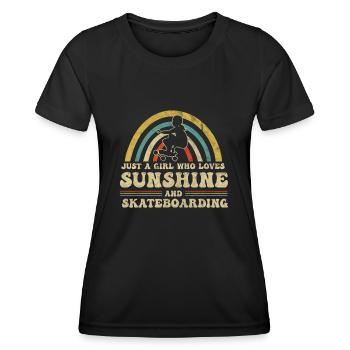 Just A Girl Who Skater Skateboard Longboard - Frauen Funktions-T-Shirt - Schwarz - Vorne - AI Model Female 172 light (172cm)