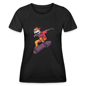 Dabbing Skater Skelett Skateboard Longboard - Frauen Funktions-T-Shirt - Schwarz - Vorne - AI Model Female 172 light (172cm)