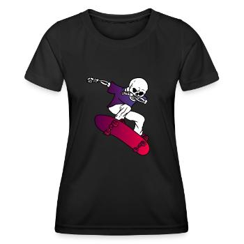 Skater Skelett Skateboard Longboard Halfpipe - Frauen Funktions-T-Shirt - Schwarz - Vorne - AI Model Female 172 light (172cm)