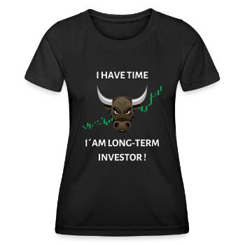 J’ai le temps, je suis un investisseur à long terme - T-shirt sport Femme - noir - Devant - AI Model Female 172 light (172cm)