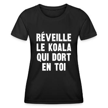 réveille le koala qui dort en toi - T-shirt sport Femme - noir - Devant - AI Model Female 172 light (172cm)