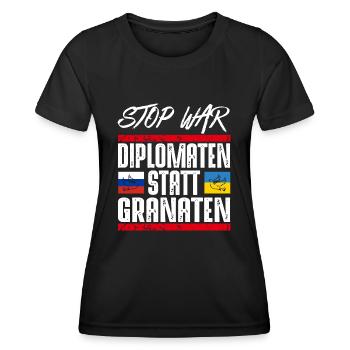 NO WAR - Frauen Funktions-T-Shirt - Schwarz - Vorne - AI Model Female 172 light (172cm)