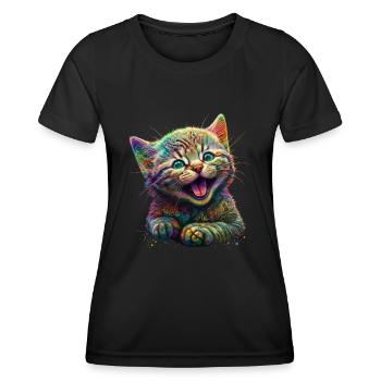 Cute Baby Cat, Kitten, Funny Animals, Pet - Women's Functional T-Shirt - black - Front - AI Model Female 172 light (172cm)