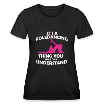 Poledance Pole Tänzerin Stangentanz Pole Fitness - Frauen Funktions-T-Shirt - Schwarz - Vorne - AI Model Female 172 light (172cm)